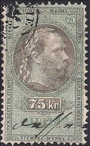 Stamp, Stempel Marke 1875 75kr, Austria,  , Heads of State, Numbers