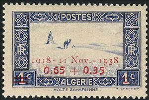 Stamp, Sahara desert - surcharged, Algeria,  , Animals (Fauna), Camels, Deserts, Dunes, First World War, Mammals