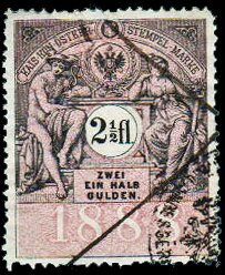 Stempel Marke 1888 2 1/2fl