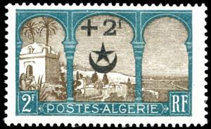 Stamp, Overlooking the Bay of Algiers, 5 trees, Algeria,  , Buildings, Landscapes, Townscapes / City Views