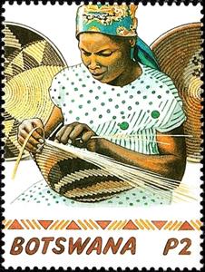 Stamp, Basker Weaver, Botswana,  , Crafts