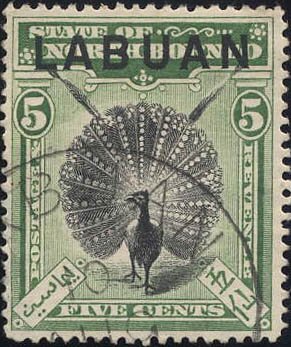 Stamp, Great Argus Pheasant (Argusianus argus), Labuan,  , Animals (Fauna), Birds, Pheasants