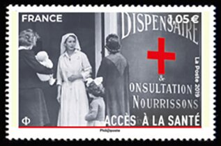 Stamp, Access To Health Care, France,  , Red Cross and Red Crescent
