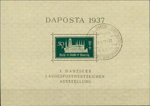 Souvenir Sheet, Church of the Holy Virgin in Danzig, Free City of Danzig,  , Churches - Cathedrals - Basilicas - Chapels