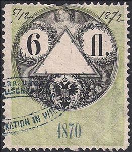 Stamp, Stempel Marke 1870 6fl, Austria,  , Numbers