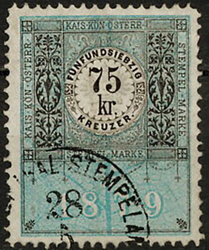 Stempel Marke 1879 75kr