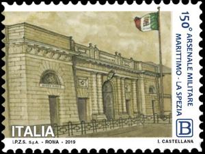 Stamp, Maritime Military Arsenal of La Spezia, Italy,  , Buildings