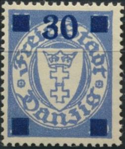 Stamp, The coat of arms of Danzig in an oval frame, Free City of Danzig,  , Coats of Arms, Crosses, Crowns and Coronets