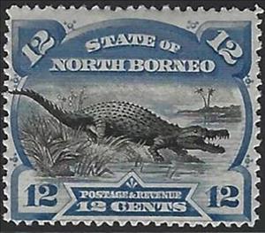 Stamp, Saltwater Crocodile (Crocodylus porosus), North Borneo,  , Crocodiles