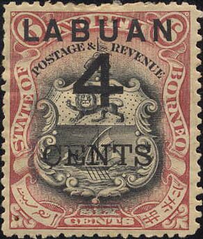 Arms of North Borneo Surcharged 4 CENTS