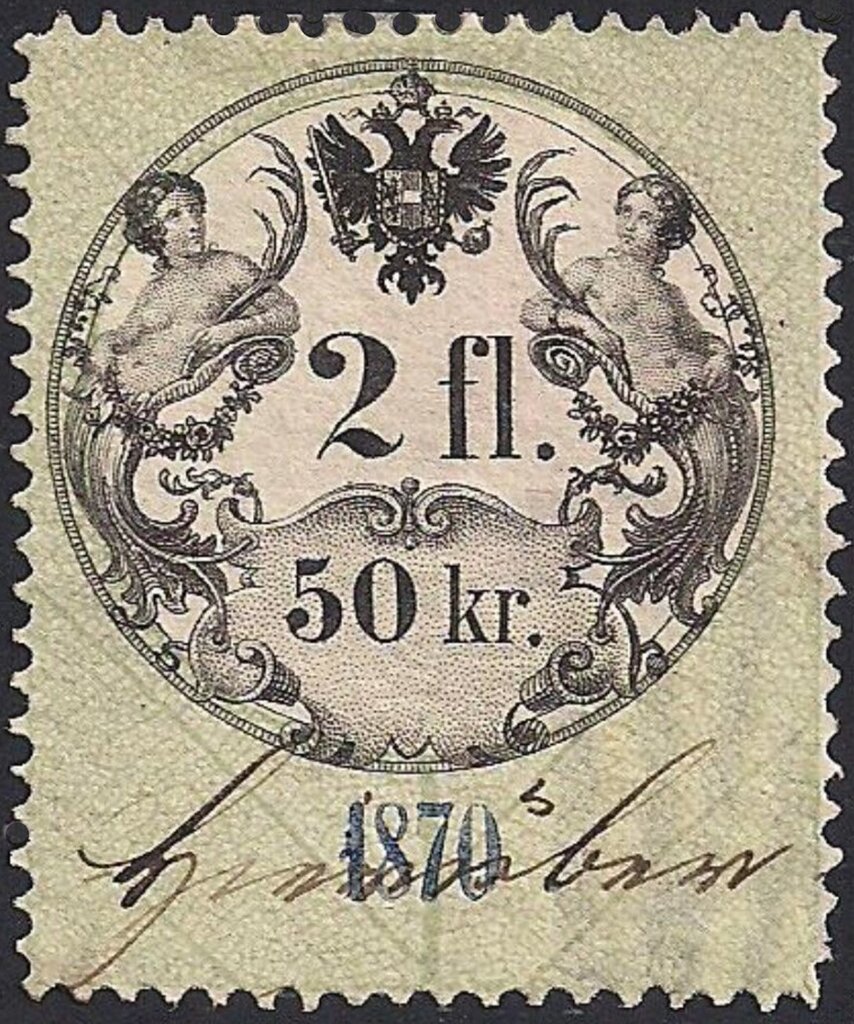 Stempel Marke 1870 2,50fl