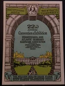 Stamp, Pennsylvannia and Atlantic Seaboard Hardware Association, Cinderellas,  , Advertisements, Architecture, Buildings, Exhibition Buildings, Expositions