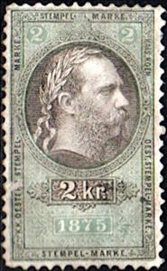 Stamp, Stempel Marke 1875 2kr, Austria,  , Heads of State, Numbers