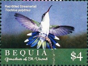 Stamp, Trochilus polytmus, Saint Vincent Grenadines,  , Animals (Fauna), Birds