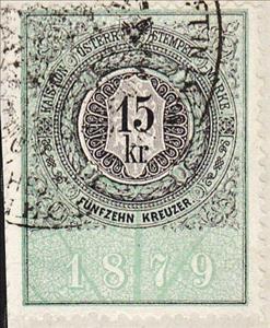 Stamp, Stempel Marke 1879 15kr, Austria,  , Numbers