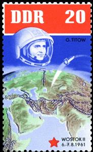 Stamp, Cosmonaut Titow and G. Wostock 2, Germany, Democratic Republic,  