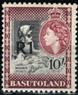 Stamp, Shearing angora goats surcharged, Basutoland,  