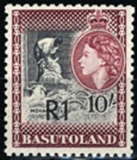 Stamp, Shearing angora goats surcharged, Basutoland,  