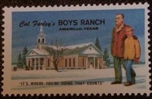 Stamp, Cal Farley's Boys Ranch, Amarillo, Texas. walking to church, Cinderellas,  , Children, Churches - Cathedrals - Basilicas - Chapels
