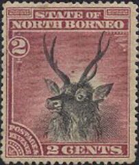 Stamp, Sambar Deer (Cervus unicolor), North Borneo,  , Deer