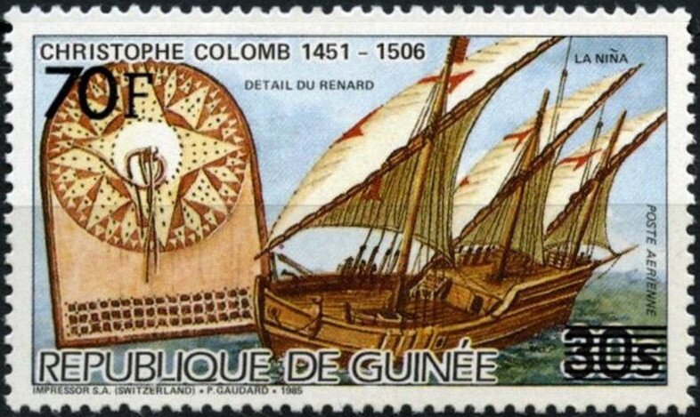 Ship Nina, surcharged
