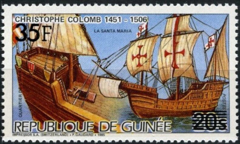 Ship Santa Maria, surcharged