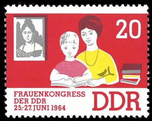 Stamp, Woman with child, Germany, Democratic Republic,  , Books, Education, Conferences, Children, Women
