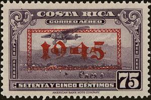 Stamp, Official stamps with overprint in red or black, Costa Rica,  