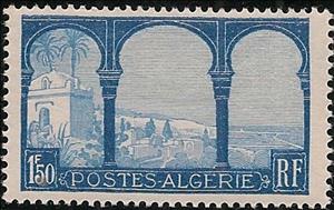 Stamp, Bay of Algiers, 5 trees, Algeria,  , Landscapes