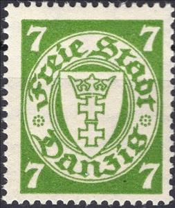Stamp, The coat of arms of Danzig in an oval frame, Free City of Danzig,  , Coats of Arms, Crosses, Crowns and Coronets