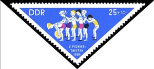 Stamp, Pioneer Meet, Germany, Democratic Republic,  , Children, Children's Play, Triangle Stamps