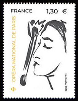 Stamp, Head of Performer, France,  , Anniversaries and Jubilees, Opera Houses