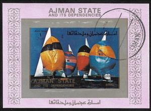 Souvenir Sheet, Sailing, Ajman,  , Olympic Games, Sailing