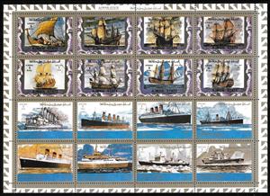 Mini Sheet, Ships, big format, Ajman,  , Ships