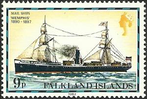 Stamp, "Memphis", 1890-1897, Falkland Islands,  , Postal Services, Ships