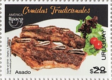 Stamp, Grilled Beef, Uruguay,  , Food, Gastronomy