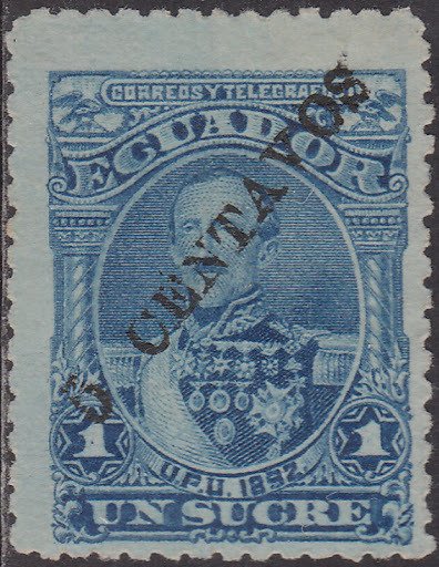 President Juan Flores - Telegraph stamp with diagonal overpr