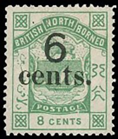 Stamp, Coat of Arms Surcharged "6 cents.", North Borneo,  , Coats of Arms