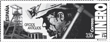Stamp, Traditional Jobs : Miners, Spain,  , Helmets, Miners, Mining