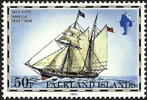 Stamp, "Amelia", 1852-1854, Falkland Islands,  , Postal Services, Ships