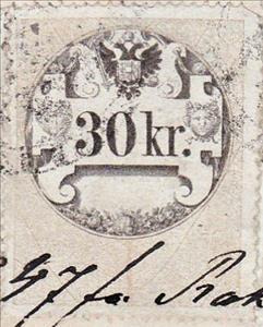 Stamp, Stempel Marke 1858 30kr, Austria,  , Numbers