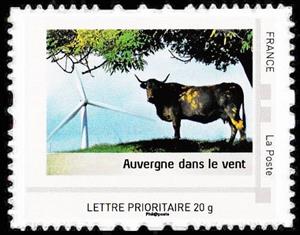 Stamp, Auvergne dans le vent, France,  , Animals (Fauna), Bulls and Cows, Cattle, Mammals