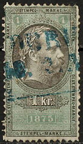 Stamp, Stempel Marke 1875 1kr, Austria,  , Heads of State, Numbers