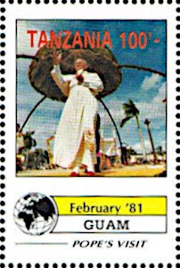 Stamp, Papal Visit in Guam (February 1981), Tanzania,  , Popes, Religion