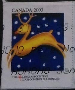Stamp, Lung Association. Reindeer Leaping, Cinderellas,  , Charity, Christmas, Tuberculosis / TBC
