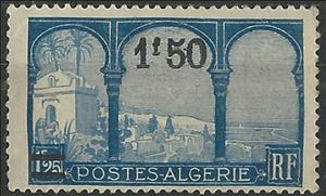 Stamp, Overlooking the Bay of Algiers, 5 trees, Algeria,  