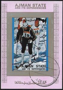 Souvenir Sheet, Cross-Country Skiing, Ajman,  , Cross-country Skiing, Olympic Games