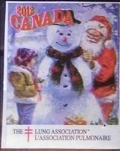 Stamp, Lung Association Christmas Snowman Santa and Child, Cinderellas,  , Charity, Children, Christmas, Santa Claus, Snowmen, Tuberculosis / TBC