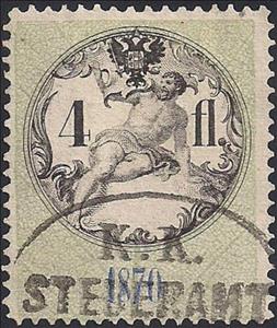 Stamp, Stempel Marke 1870 4fl, Austria,  , Numbers