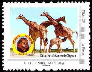Stamp, Langedoc-Roussillon, France,  , Animals (Fauna), Giraffes, Mammals, Zoos
